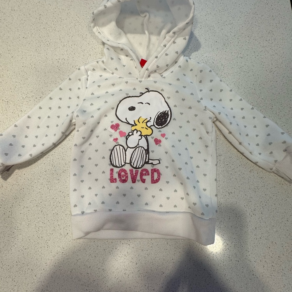 Peanuts White Hoodie with Snoopy and Hearts